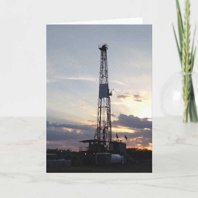 Cartão Drilling Rig Sunset (Frente)