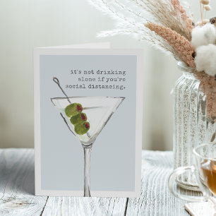 Cartão Drinking Alone   Funny Social Distancing Greeting