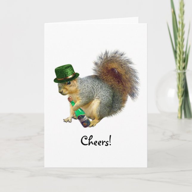 Cartão Drinking Irish Squirrel Card (Frente)