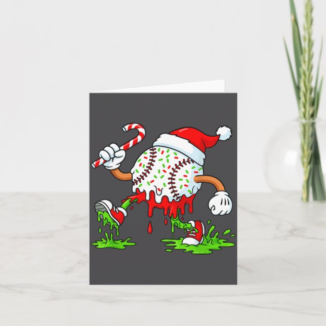 Cartão Dripng Ice Cream Baseball Santa Hat, Xmas Pajama K (Frente)