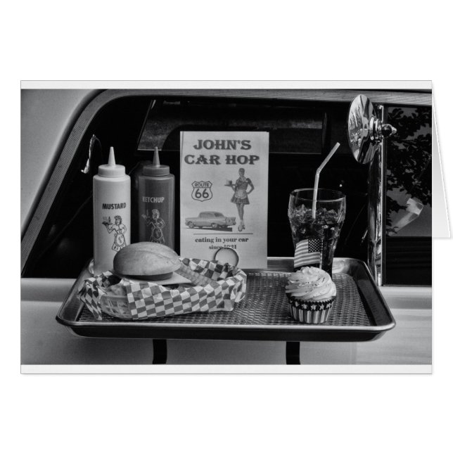 Cartão Drive-in B&W de 1950 (Frente Horizontal)