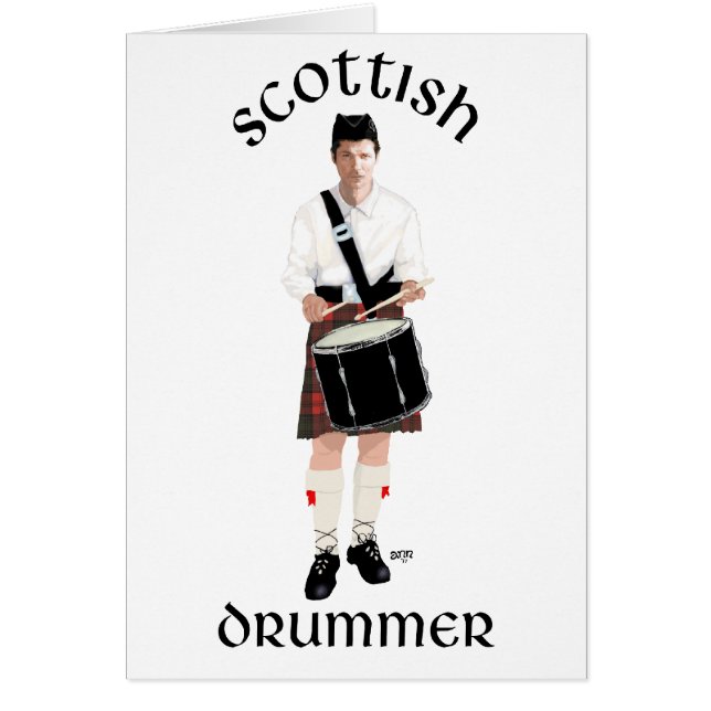 Cartão Drummer Escocês - Kilt Azul (Frente)