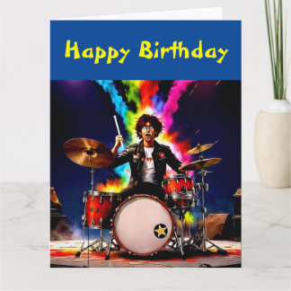 Cartão Drummer tocando seu conjunto de tambores a quente