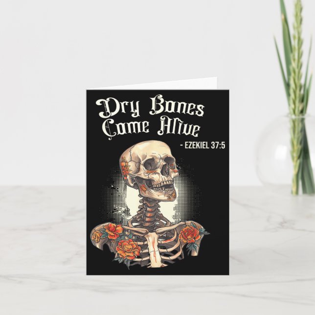 Cartão Dry Bones Come Alive Skeleton Floral Christian Hal (Frente)