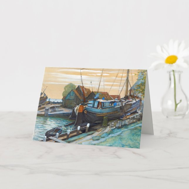 Cartão Drydock, pintura de Durgerdam, por Piet Mondrian (Planta pequena)