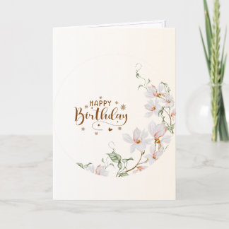 Cartão Du Rose Floral Wreath Folded Happy Birthday Card