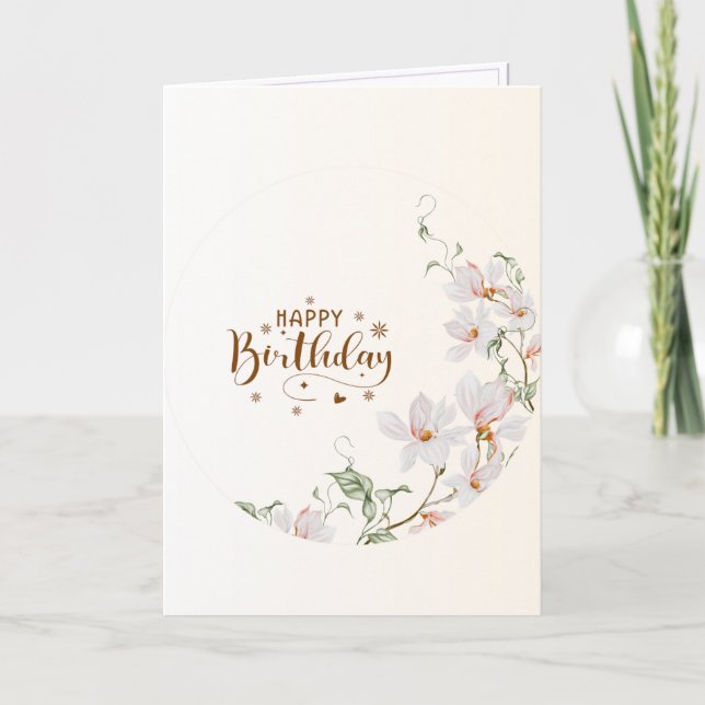 Cartão Du Rose Floral Wreath Folded Happy Birthday Card (Frente)