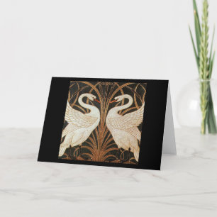 Cartão Duas cisnes pela ilustração do vintage do