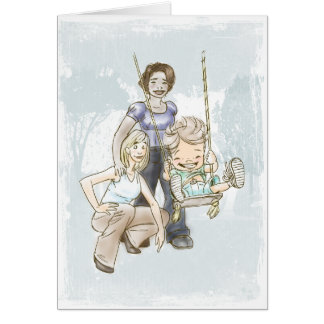 Cartão Duas mães - criança de balanço