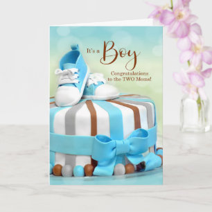 Cartão Duas Mães de Parabéns do New Baby Boy