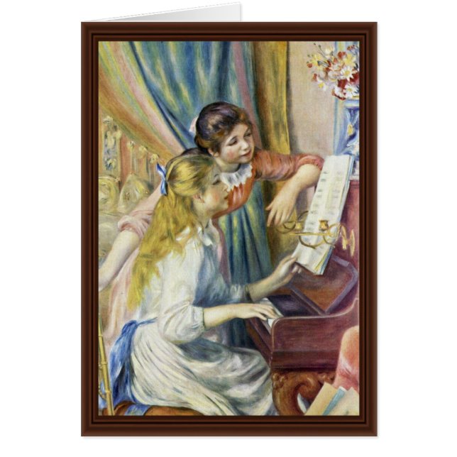 Cartão Duas meninas no piano, por Pierre-Auguste Renoir (Frente)