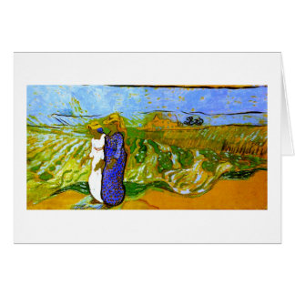 Cartão Duas Mulheres Atravessando Campos Van Gogh Belas A