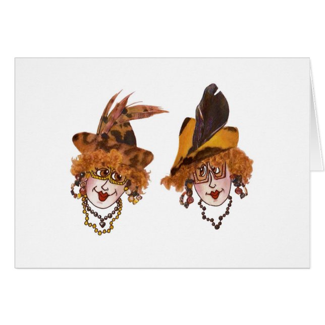 Cartão Duas mulheres perguntando se o ambiente era um ban (Frente horizontal)