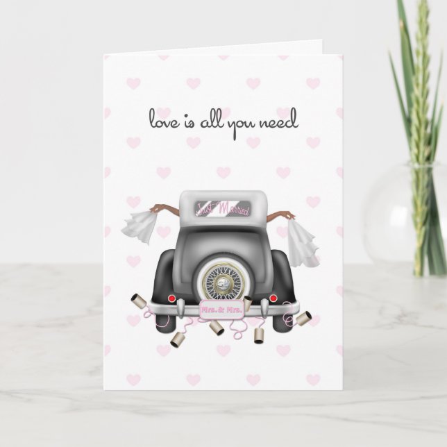 Cartão Duas Noivas Afro-Americanas, Casamento Lésbico (Frente)