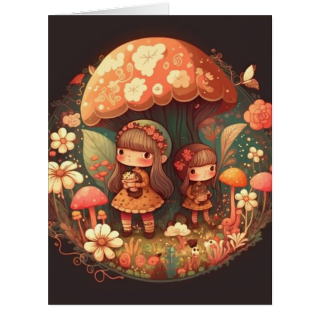 Cartão Duas raparigas bonitinhas elefantes (Frente)