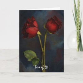 Cartão Duas Rosas vermelhas apaixonadas juntas