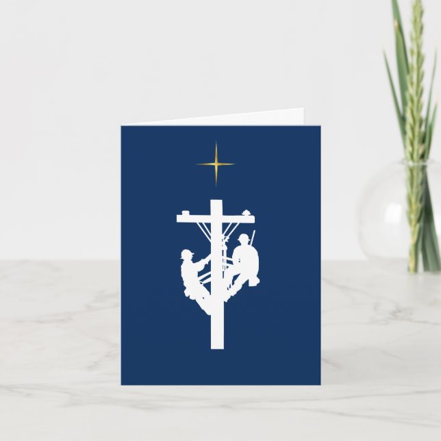 Cartão Duas Silhuetas Brancas de Linmen na Placa Xmas de  (Frente)