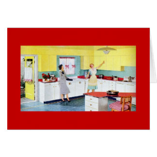 Cartão Duas Vintage Mulheres na Cozinha