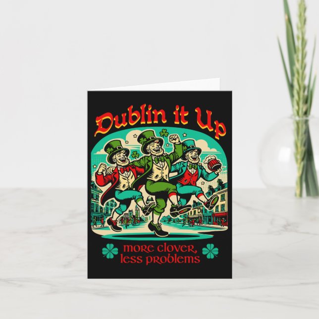 Cartão Dublin It Up - Duendes Irlandeses Dançando  (Frente)