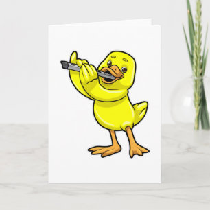 Cartão Duck at Music with Flute