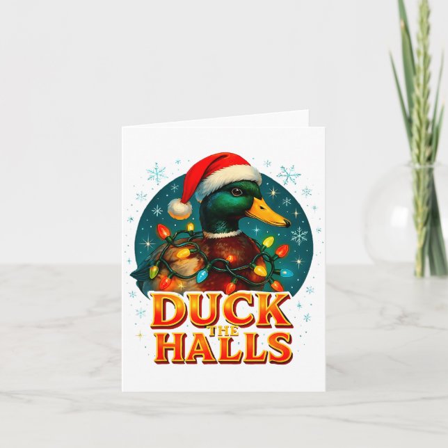 Cartão Duck The Halls Funny Christmas Lights Hunting Seas (Frente)