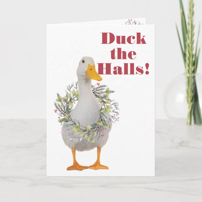 Cartão Duck the Halls White Duck Christmas (Frente)