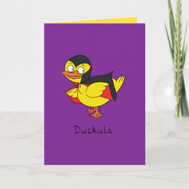 Cartão Duckula Funny Halloween Dracula Duck Greeting Card (Frente)
