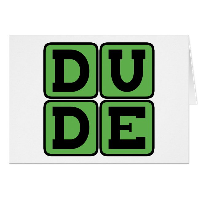 Cartão DUDE Slang Bro Funny Quatro Letras Design Slacker (Frente Horizontal)