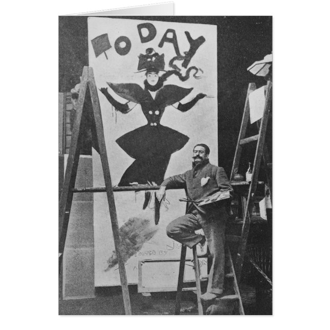 Cartão Dudley Hardy pintando um poster (Frente)