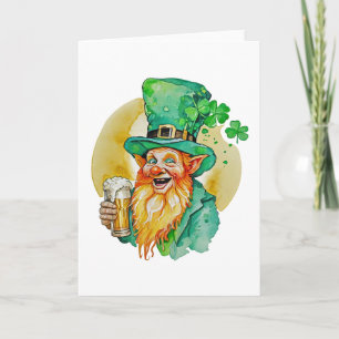 Cartão Duende Alegre Bebendo Cerveja Shamrock Brew Pub 