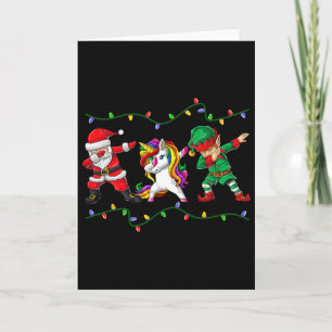 Cartão Duende do Papai Noel Dabbing Unicórnio Natal Crian