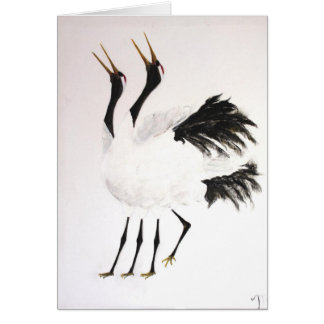 Cartão Dueto dos guindastes Ouro-beaked