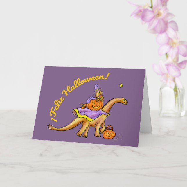 Cartão Dulce Dinossauro Halloween (Orquídea)