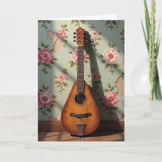 Cartão Dulcimer de Seis Cordas Vintage Pensando em Você