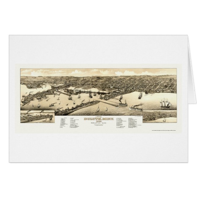 Cartão Duluth, mapa panorâmico do manganês - 1883 (Frente Horizontal)