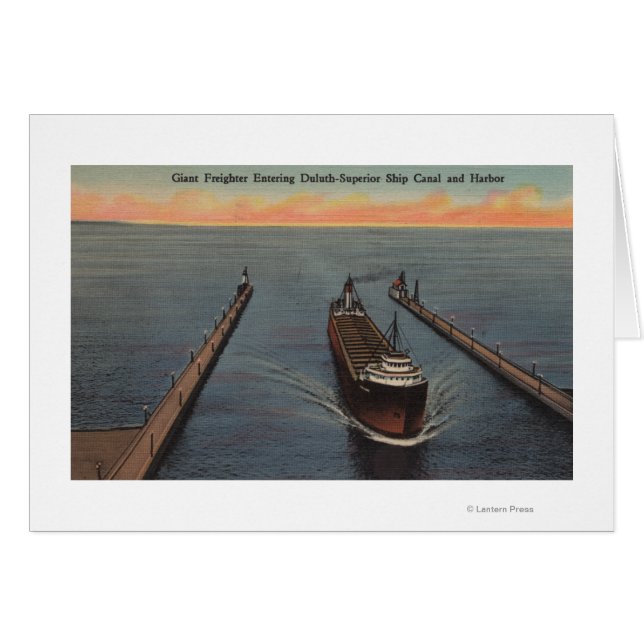 Cartão Duluth, MN - Vista do Cargueiro Entrando na Entreg (Frente Horizontal)