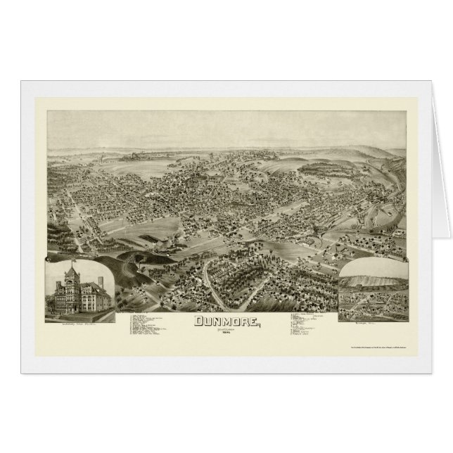 Cartão Dunmore, mapa panorâmico do PA - 1892 (Frente Horizontal)