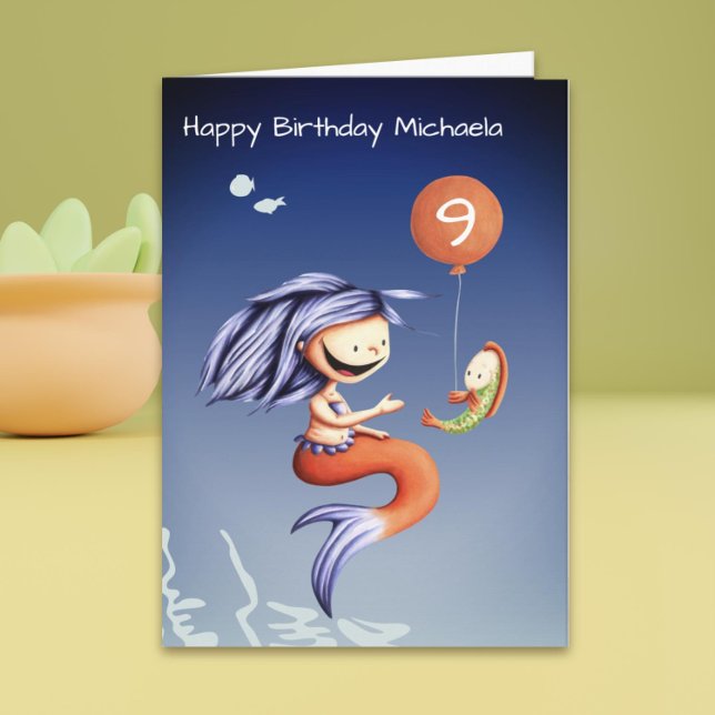 Cartão Durante o aniversário da Mermaid Girl (Under the Sea Fun Mermaid Girl Birthday Card)