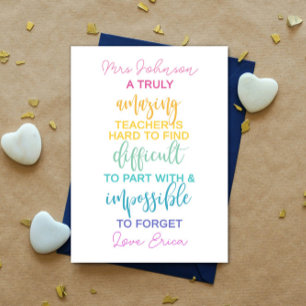 Cartão duro de professor incrível que não se pode esquece