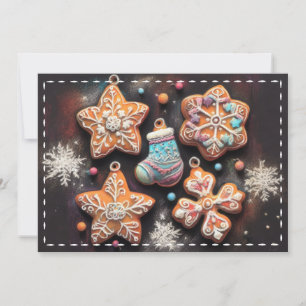 Cartão Duro Pastel Desenho Feriado de Natal Cookie