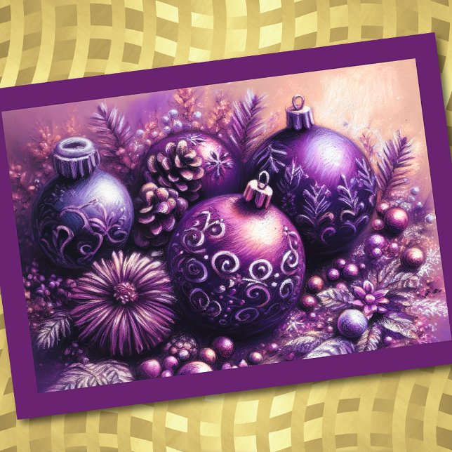 Cartão Duro Pastel Desenho Feriado Feriado de Natal Roxo (Criador carregado)