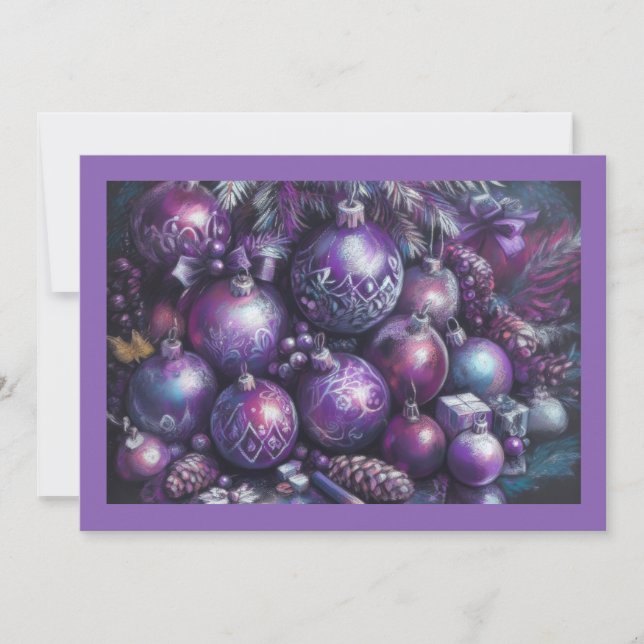 Cartão Duro Pastel Desenho Feriado Feriado de Natal Roxo (Frente)