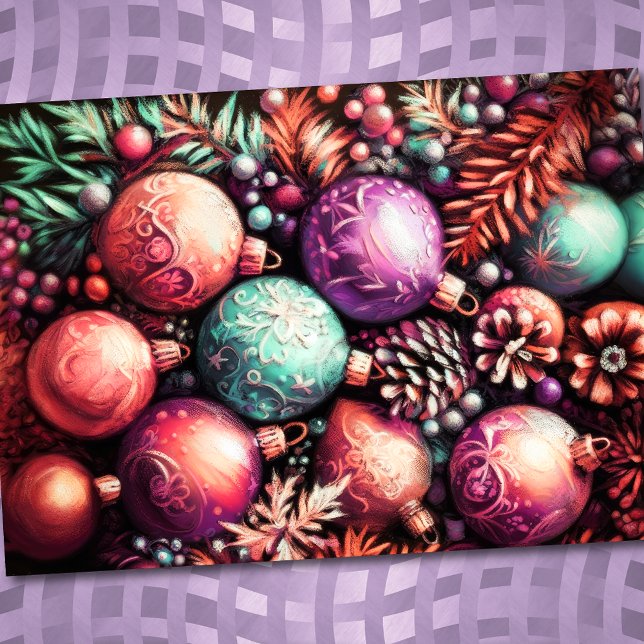 Cartão Duro Pastel Desenho Motifs Natal Pêssego Roxo (Criador carregado)