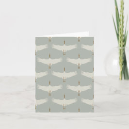 Cartão Dusty Blue Neutral Birds Swans Art Deco Monograma