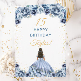 Cartão Dusty Blue Princess Floral Happy Birday