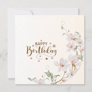 Cartão Dusty Rose Floral Wreath Flat Happy Birthday Card