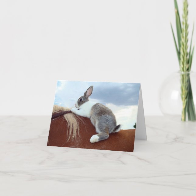 Cartão Dutch bunny rabbit riding horse notecard (Frente)