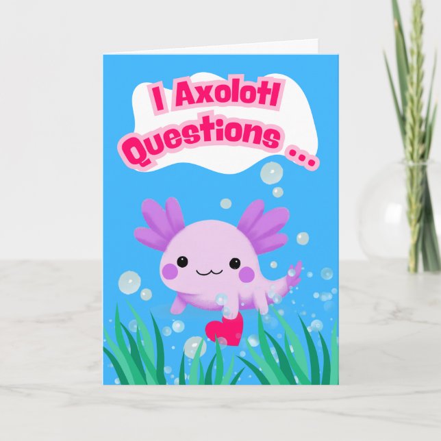 Cartão Dúvidas sobre o Axolotl no dia do namorados com co (Frente)
