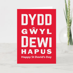 Cartão Dydd Gil Dewi Hapus Feliz Rua Dia 4