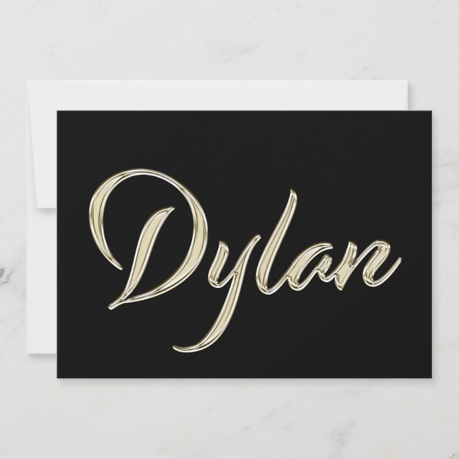 Cartão Dylan Name white gold Handwriting Karte (Frente)